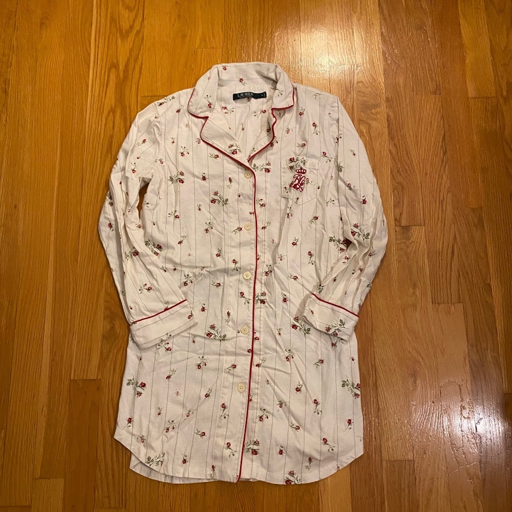 Women’s Ralph Lauren Sleep Shirt Size S Floral Print 100% Cotton Nightgown